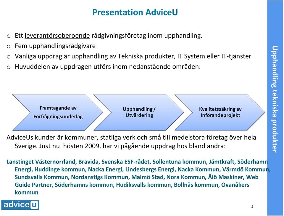 kmmuner, statliga verk ch små till medelstra företag över hela Sverige.