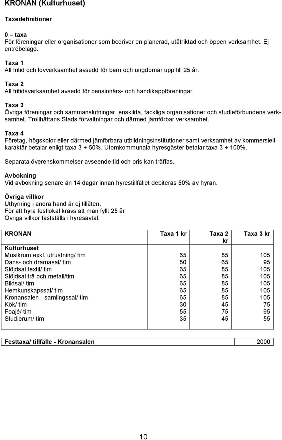 Övriga föreningar och sammanslutningar, enskilda, fackliga organisationer och studieförbundens verksamhet. Trollhättans Stads förvaltningar och därmed jämförbar verksamhet.