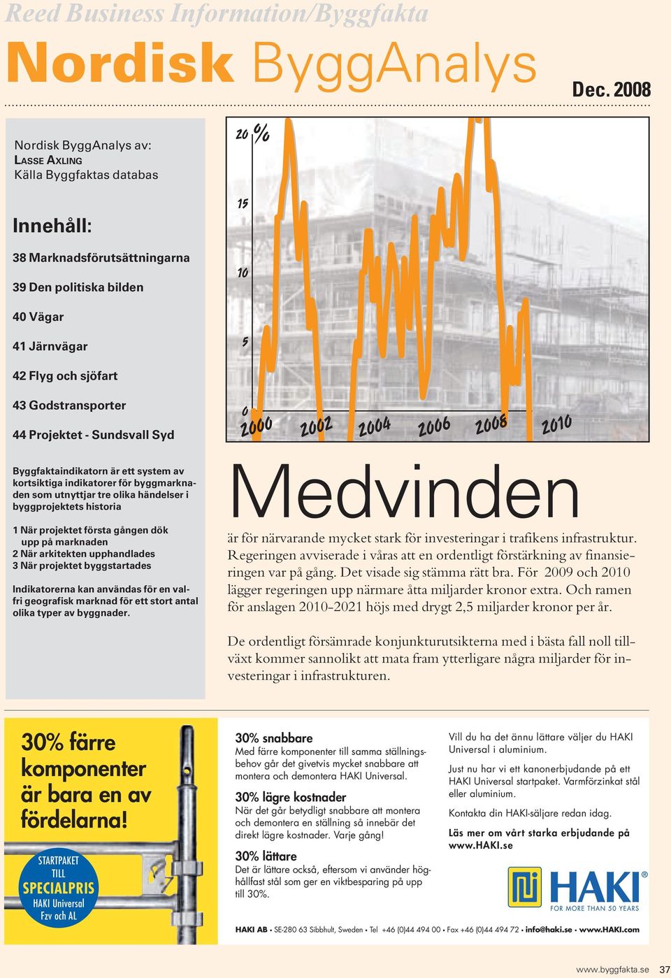 44 Projektet - Sundsvall Syd 2 22 24 26 28 21 Byggfaktaindikatorn är ett system av kortsiktiga indikatorer för byggmarknaden som utnyttjar tre olika händelser i byggprojektets historia 1 När