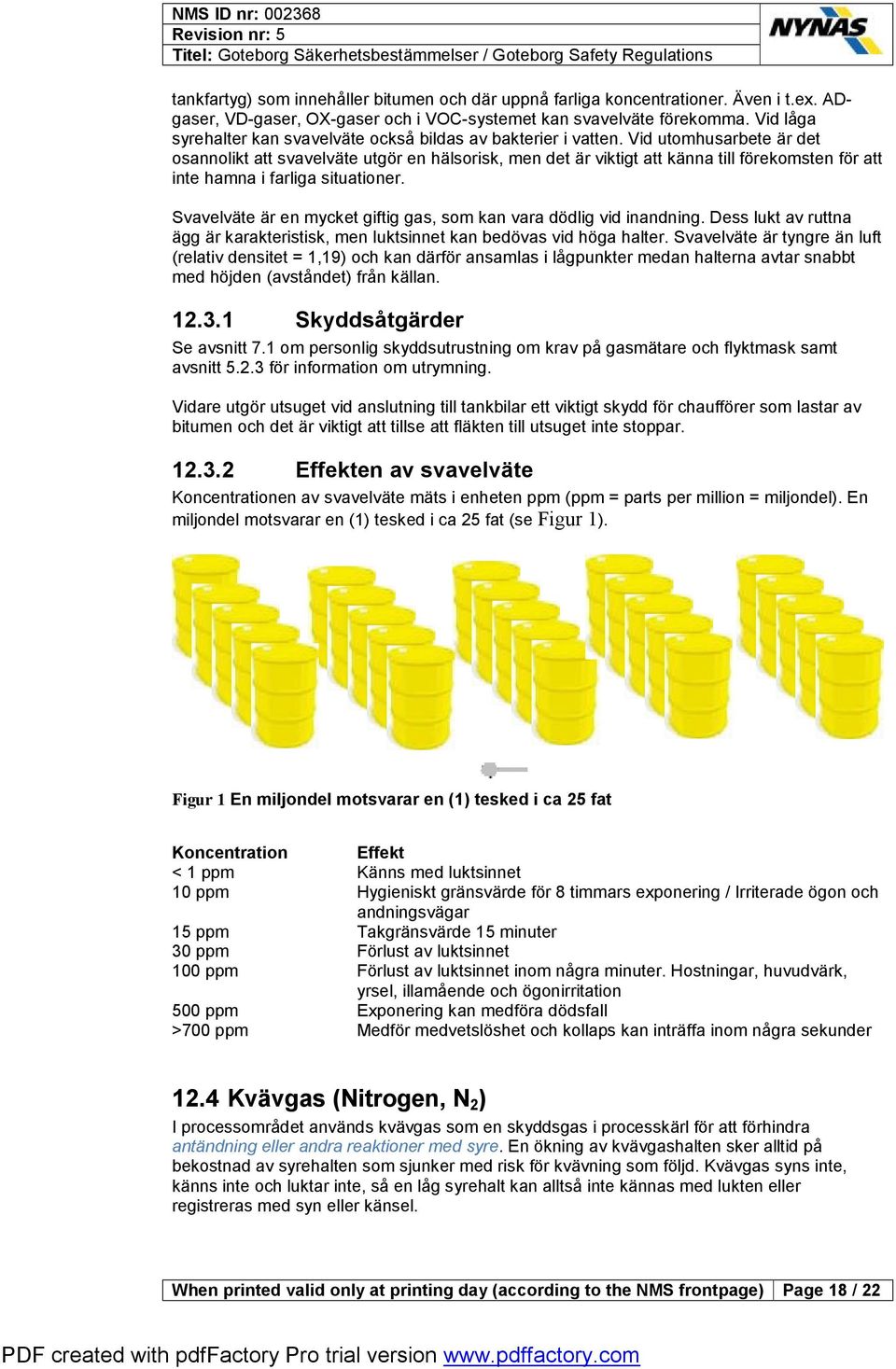 Vid utomhusarbete är det osannolikt att svavelväte utgör en hälsorisk, men det är viktigt att känna till förekomsten för att inte hamna i farliga situationer.