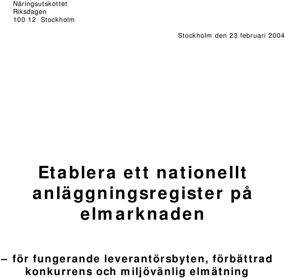 anläggningsregister på elmarknaden för fungerande