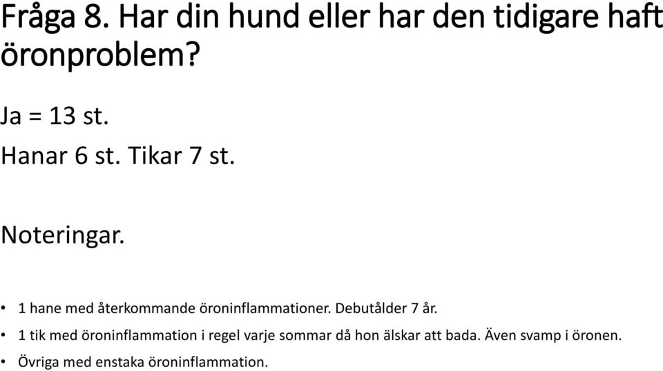 1 hane med återkommande öroninflammationer. Debutålder 7 år.