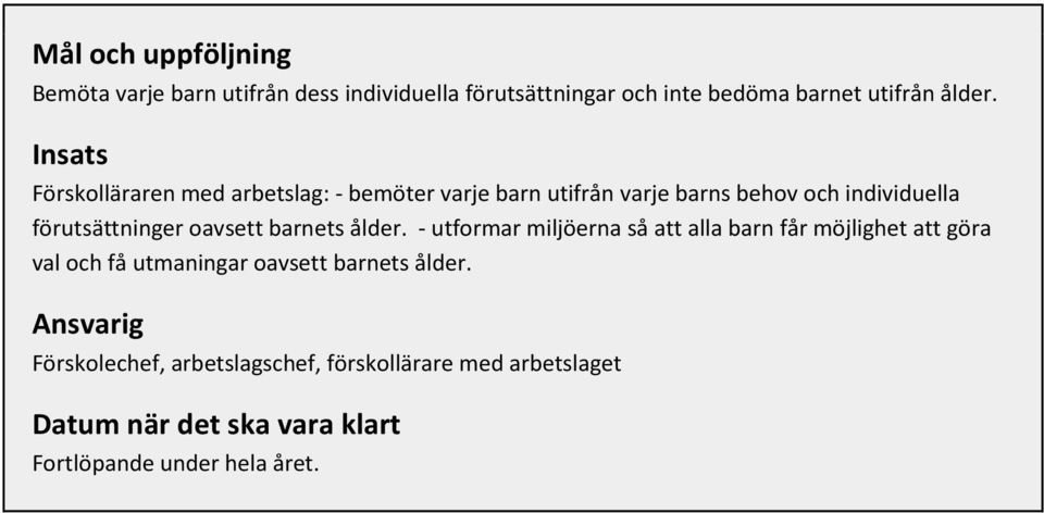 förutsättninger oavsett barnets ålder.