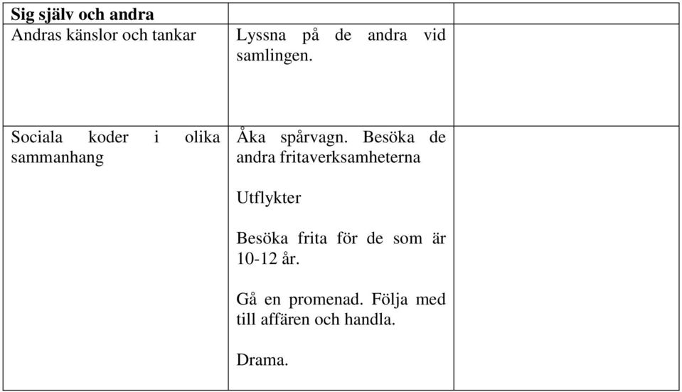 Besöka de andra fritaverksamheterna Utflykter Besöka frita för de