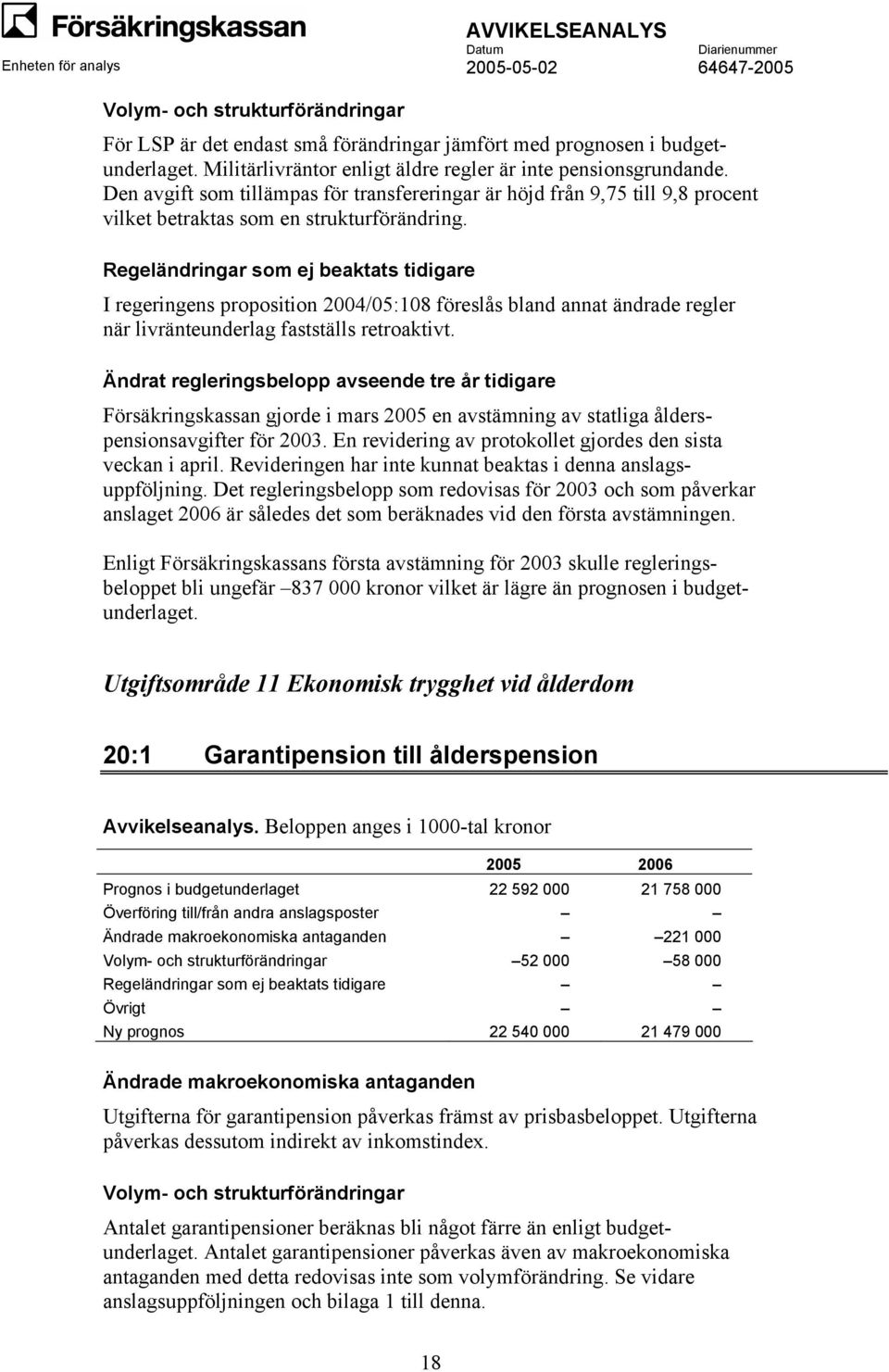 I regeringens proposition 2004/05:108 föreslås bland annat ändrade regler när livränteunderlag fastställs retroaktivt.