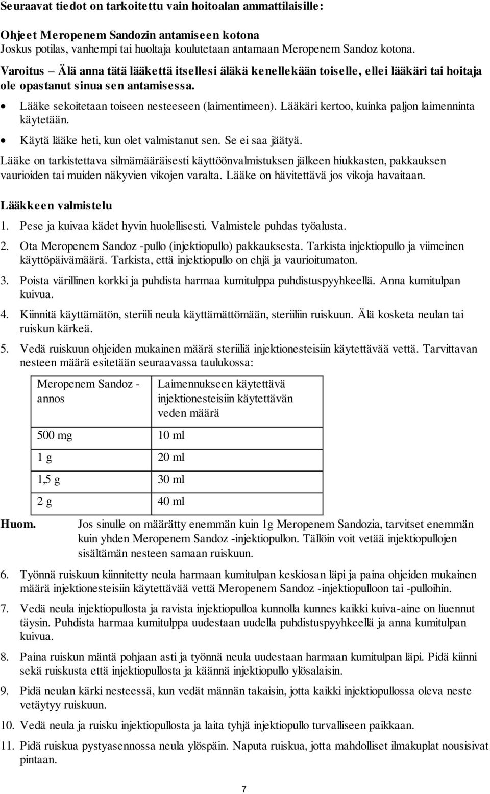 Lääkäri kertoo, kuinka paljon laimenninta käytetään. Käytä lääke heti, kun olet valmistanut sen. Se ei saa jäätyä.