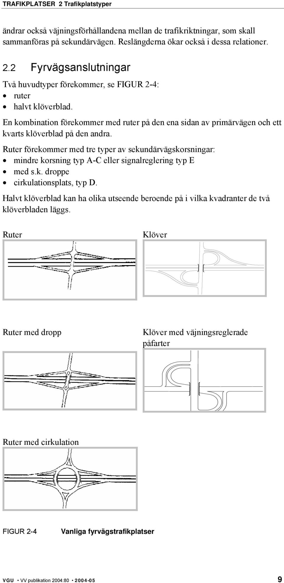 En kombination förekommer med ruter på den ena sidan av primärvägen och ett kvarts klöverblad på den andra.