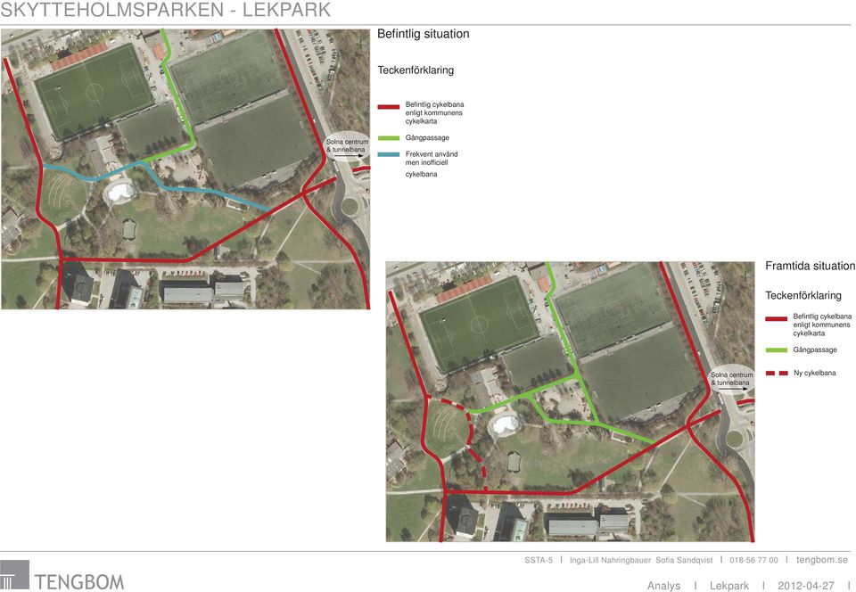 inofficiell cykelbana Framtida situation Teckenförklaring Befi ntlig