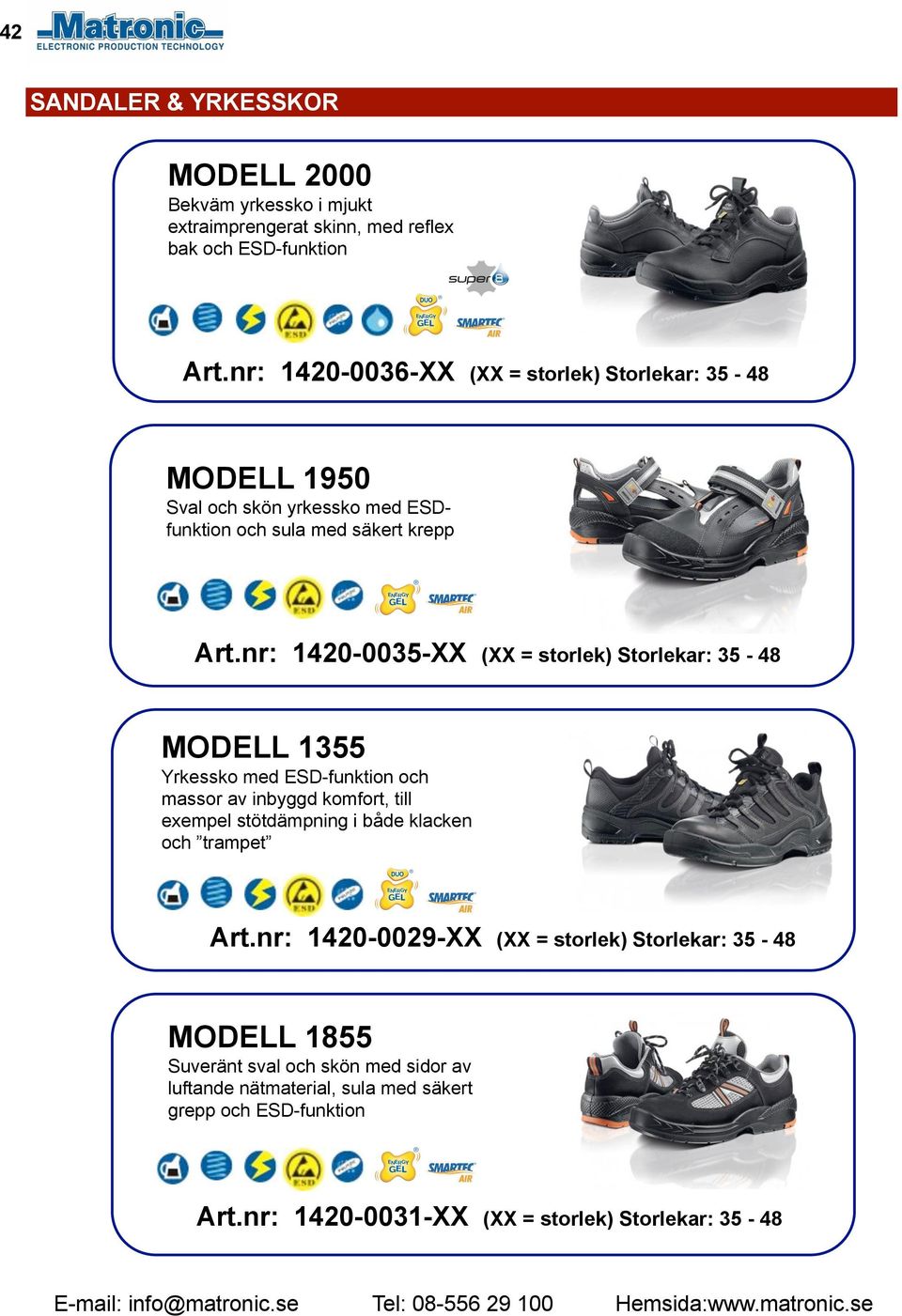 nr: 1420-0035-XX MODELL 1355 Yrkessko med ESD-funktion och massor av inbyggd komfort, till exempel stötdämpning i både klacken