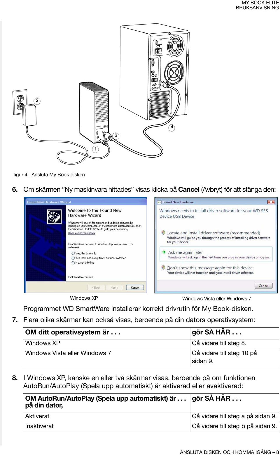 Flera olika skärmar kan också visas, beroende på din dators operativsystem: OM ditt operativsystem är... gör SÅ HÄR... Windows XP Gå vidare till steg 8.