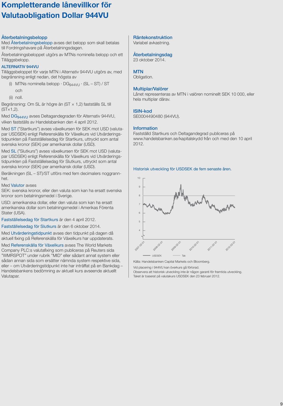 ALTERNATIV 944VU Tilläggsbeloppet för varje MTN i Alternativ 944VU utgörs av, med begränsning enligt nedan, det högsta av (i) MTNs nominella belopp DG 944VU (SL ST) / ST och (ii) noll.