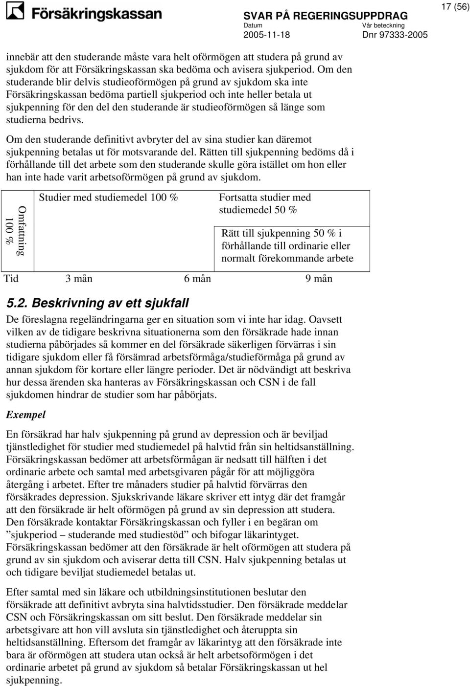 studieoförmögen så länge som studierna bedrivs. Om den studerande definitivt avbryter del av sina studier kan däremot sjukpenning betalas ut för motsvarande del.