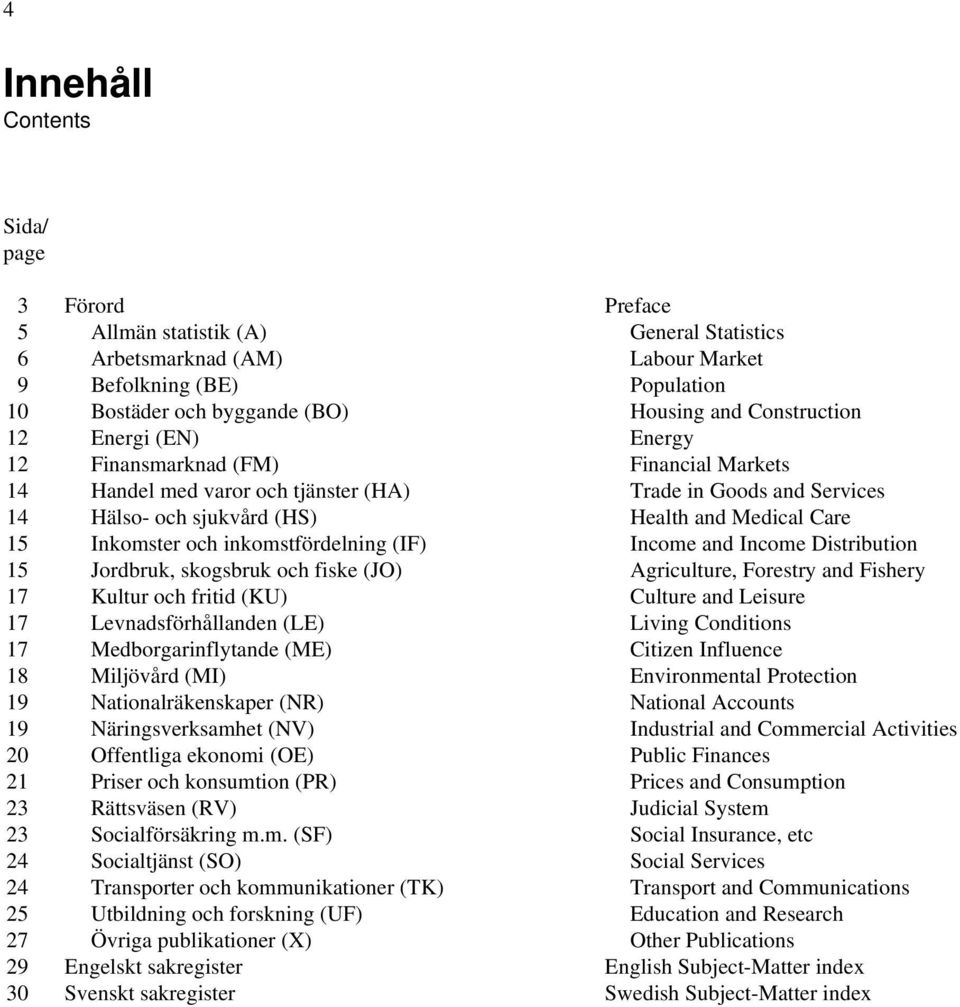 (ME) 18 Miljövård (MI) 19 Nationalräkenskaper (NR) 19 Näringsverksamh