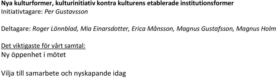 Roger Lönnblad, Mia Einarsdotter, Erica Månsson, Magnus