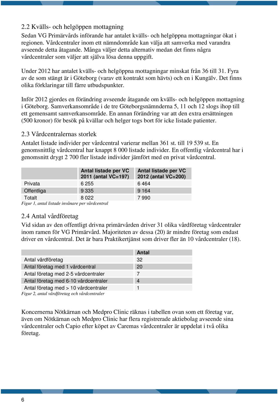 Många väljer detta alternativ medan det finns några vårdcentraler som väljer att själva lösa denna uppgift. Under 2012 har antalet kvälls- och helgöppna mottagningar minskat från 36 till 31.