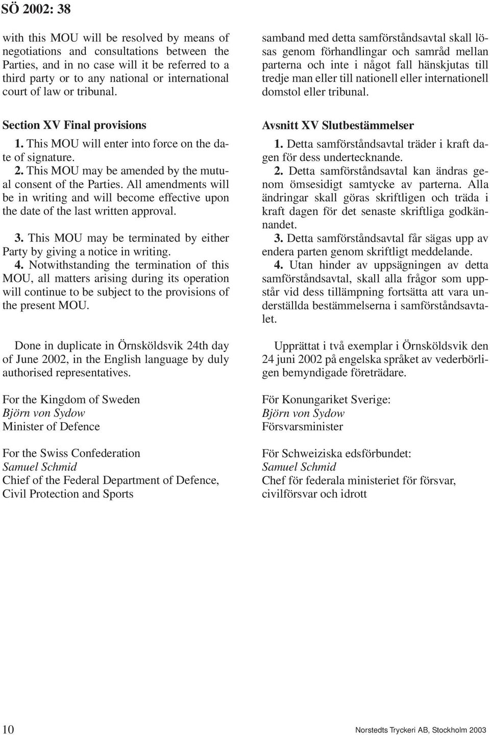 All amendments will be in writing and will become effective upon the date of the last written approval. 3. This MOU may be terminated by either Party by giving a notice in writing. 4.