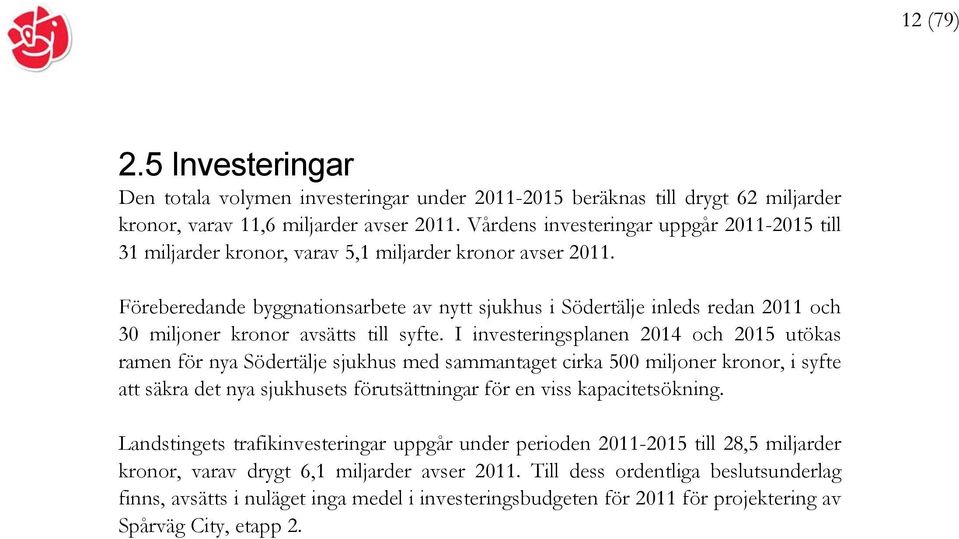 Föreberedande byggnationsarbete av nytt sjukhus i Södertälje inleds redan 2011 och 30 miljoner kronor avsätts till syfte.