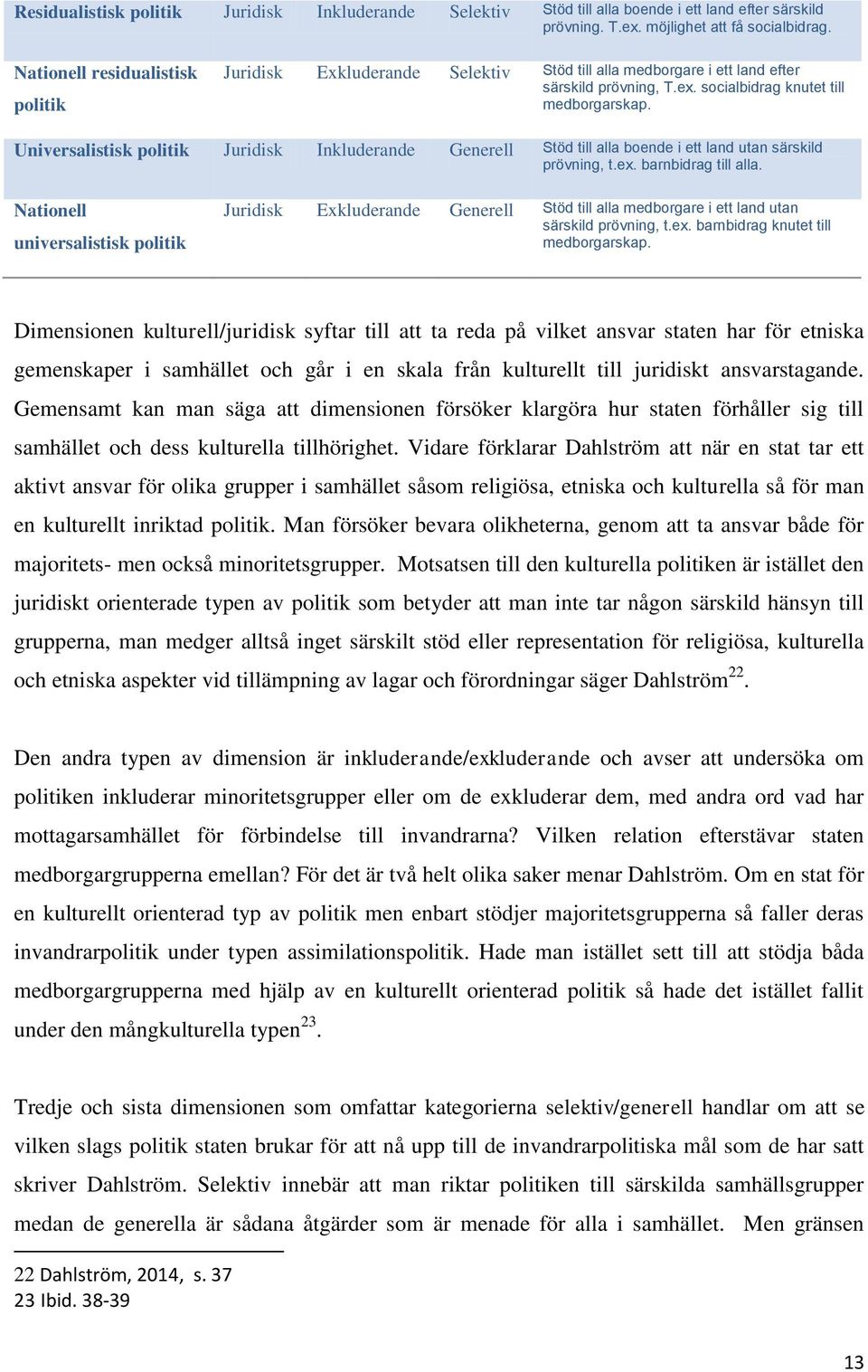 Universalistisk politik Juridisk Inkluderande Generell Stöd till alla boende i ett land utan särskild prövning, t.ex. barnbidrag till alla.