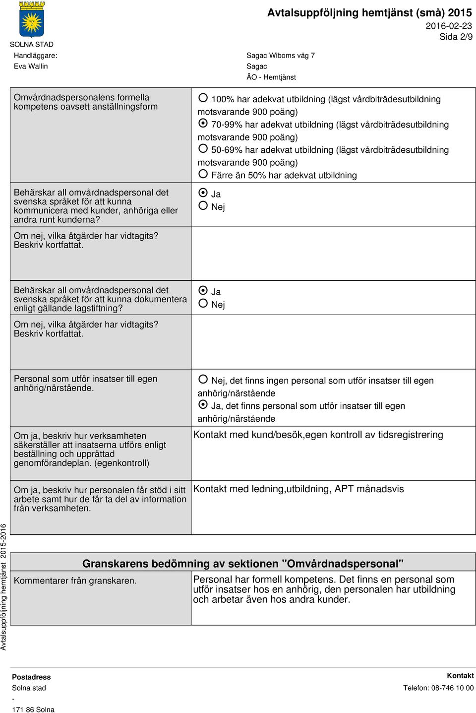 100% har adekvat utbildning (lägst vårdbiträdesutbildning motsvarande 900 poäng) 7099% har adekvat utbildning (lägst vårdbiträdesutbildning motsvarande 900 poäng) 5069% har adekvat utbildning (lägst