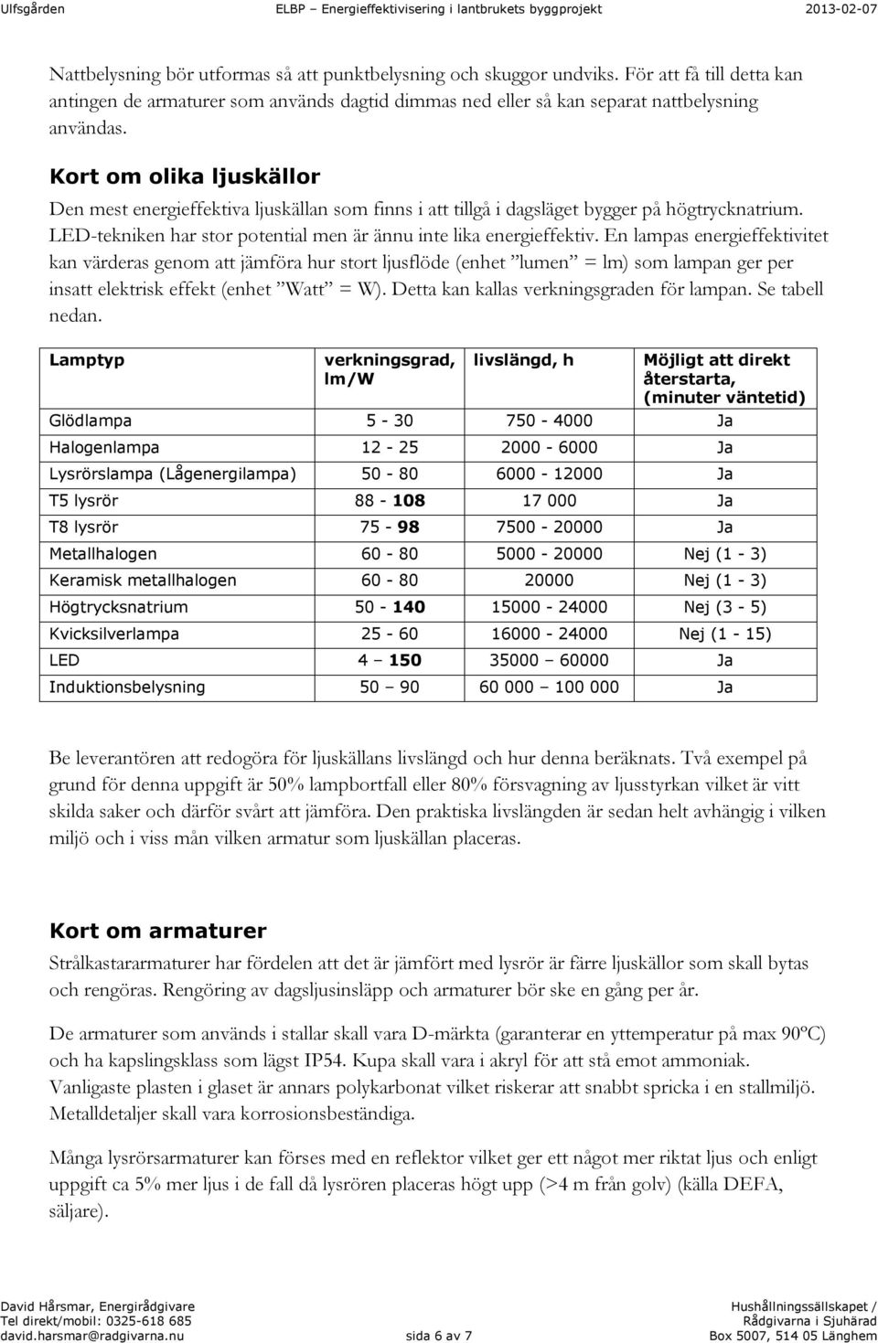 En lampas energieffektivitet kan värderas genom att jämföra hur stort ljusflöde (enhet lumen = lm) som lampan ger per insatt elektrisk effekt (enhet att = ).