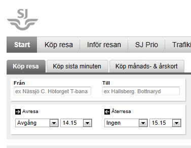 Från trafikföretag till resenär Resrobot-app TIM-webb Norrlandslänens webb Försäljningskanaler www.sj.se www.öresundståg.