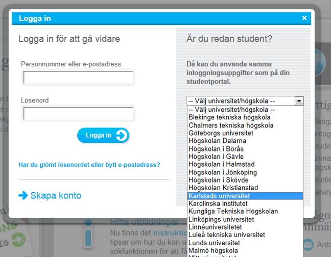 till inloggning. 5. Klicka nu på fliken Utbildningar.