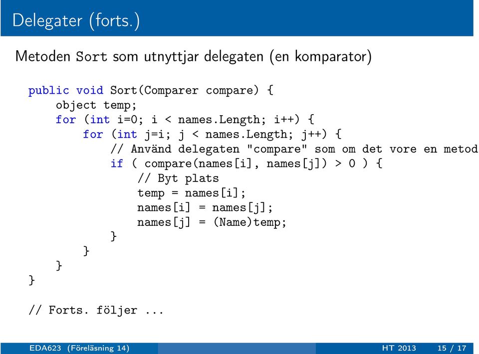 for (int i=0; i < names.length; i++) for (int j=i; j < names.