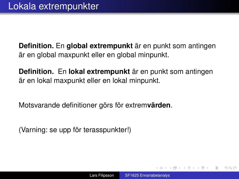 global minpunkt. Definition.