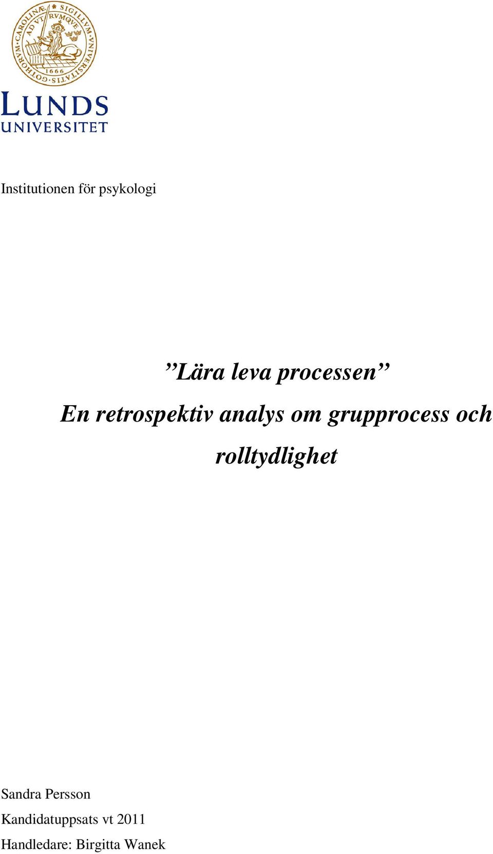 grupprocess och rolltydlighet Sandra