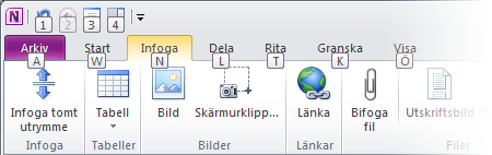 Introduktion till tangenttips I OneNote 2010 finns genvägar för menyfliksområdet, som kallas tangenttips, så att du snabbt kan utföra uppgifter utan att använda musen.