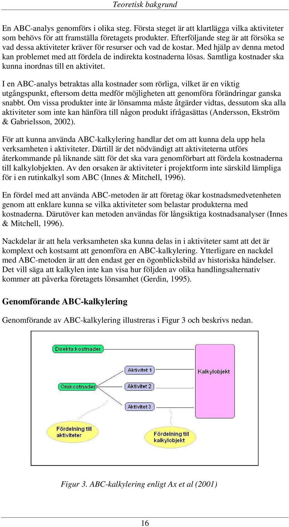 Samtliga kostnader ska kunna inordnas till en aktivitet.