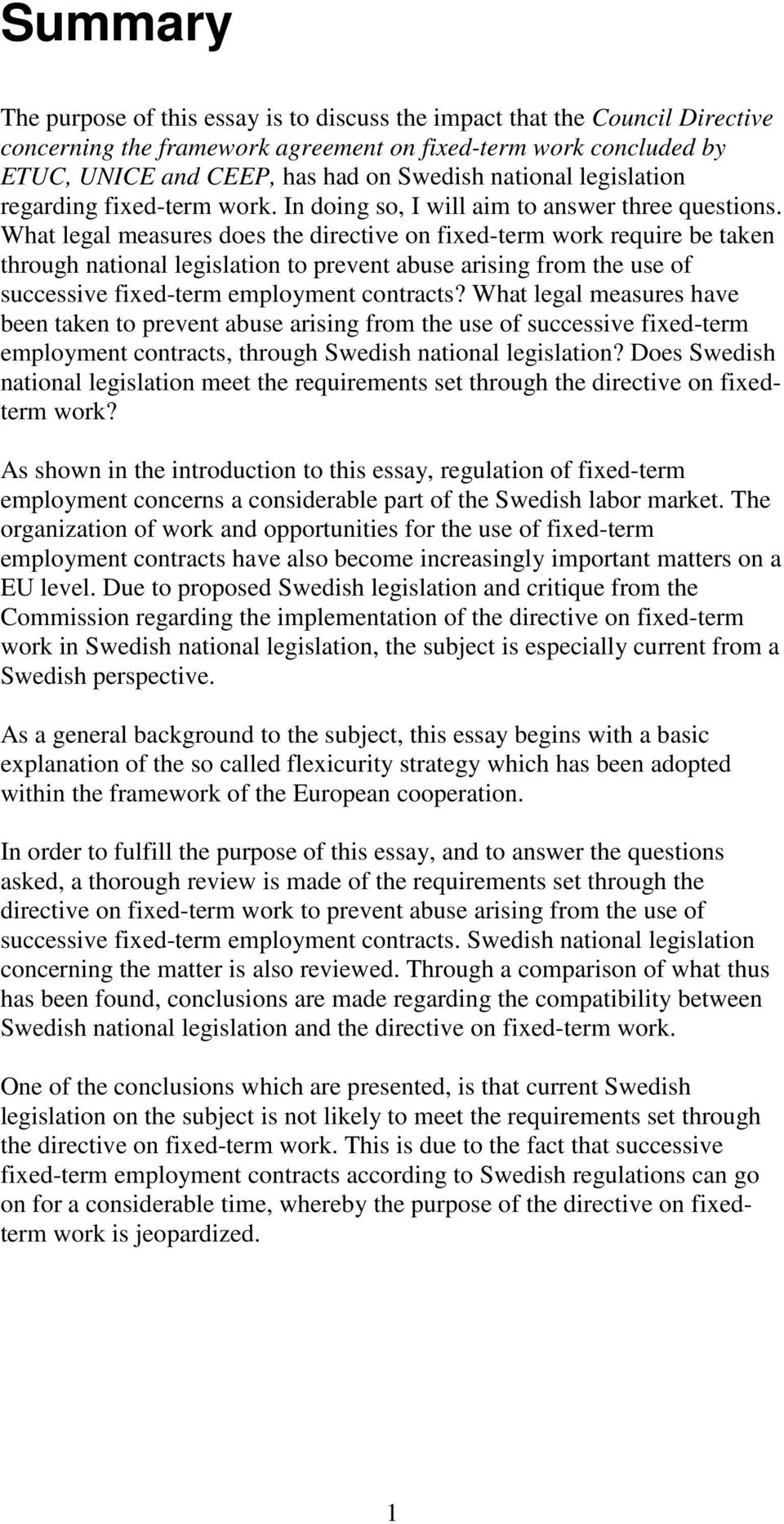 What legal measures does the directive on fixed-term work require be taken through national legislation to prevent abuse arising from the use of successive fixed-term employment contracts?