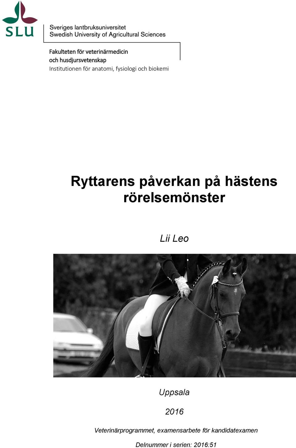 påverkan på hästens rörelsemönster Lii Leo Uppsala 2016