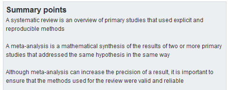 How to read a paper: Papers that summarise other papers (systematic reviews and