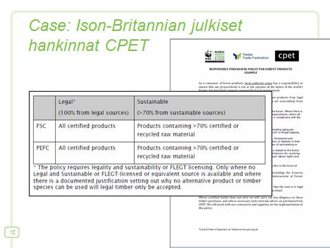 Det finns efterfrågan för skogscertifiering/uppföljning av träets ursprung - Draivers 20 Ansvar (Corporate Social Responsibility CSR) är en växande del av företagens verksamhet/information Svar på de