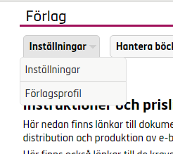 Lägga in en ny bok Via förlagets inloggning i Elibs gränssnitt https://admin.elib.se läggs titeln upp i systemet. För alla funktioner och inmatningsfält finns hjälptexter.