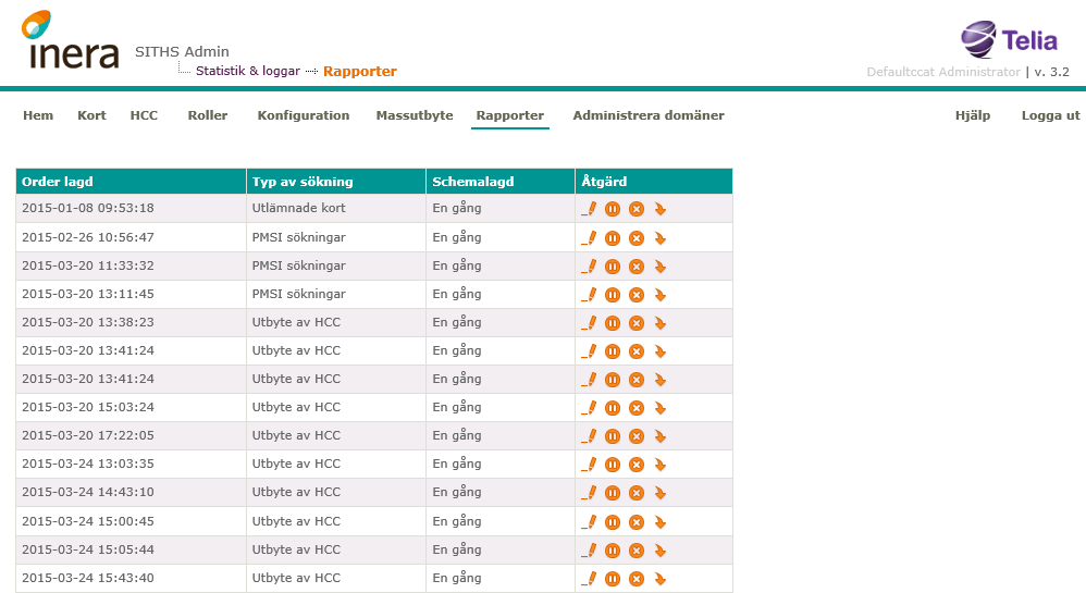 SITHS Admin Handbok 47 11.7 Rapporter Under "Rapporter" kan du se och hämta ner de rapporter som du har beställt.