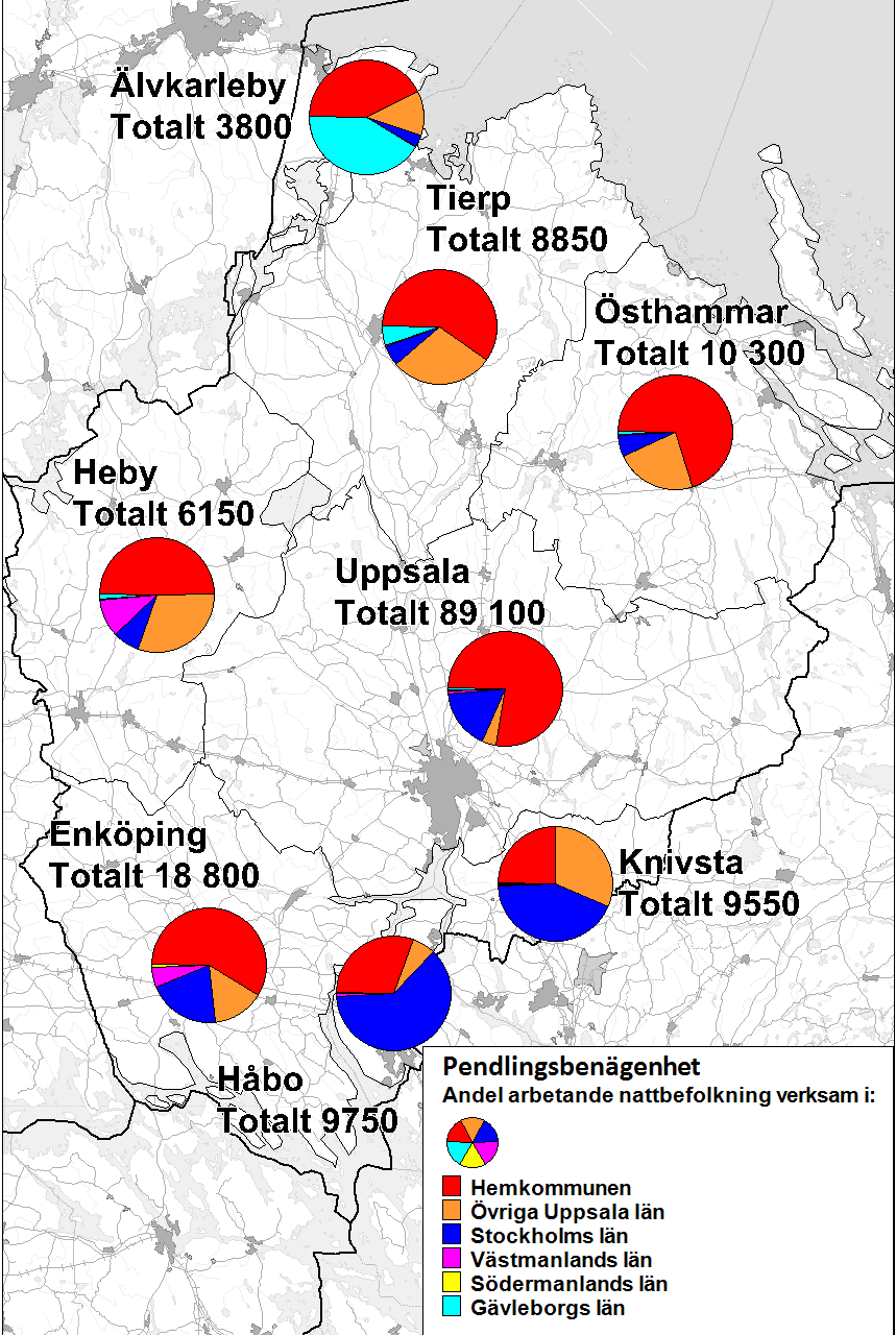 14 (53) till Stockholms kommun. Nästan två tredjedelar av stockholmspendlarna har alltså mindre centrala målpunkter inom Stockholms län.