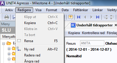 Justera hela tidrapporten reversering Denna metod använder man i de fall det är mycket som ska justeras, om man ska räkna om en hel vecka pga att man missat lägga in en timkostnad på resursen eller