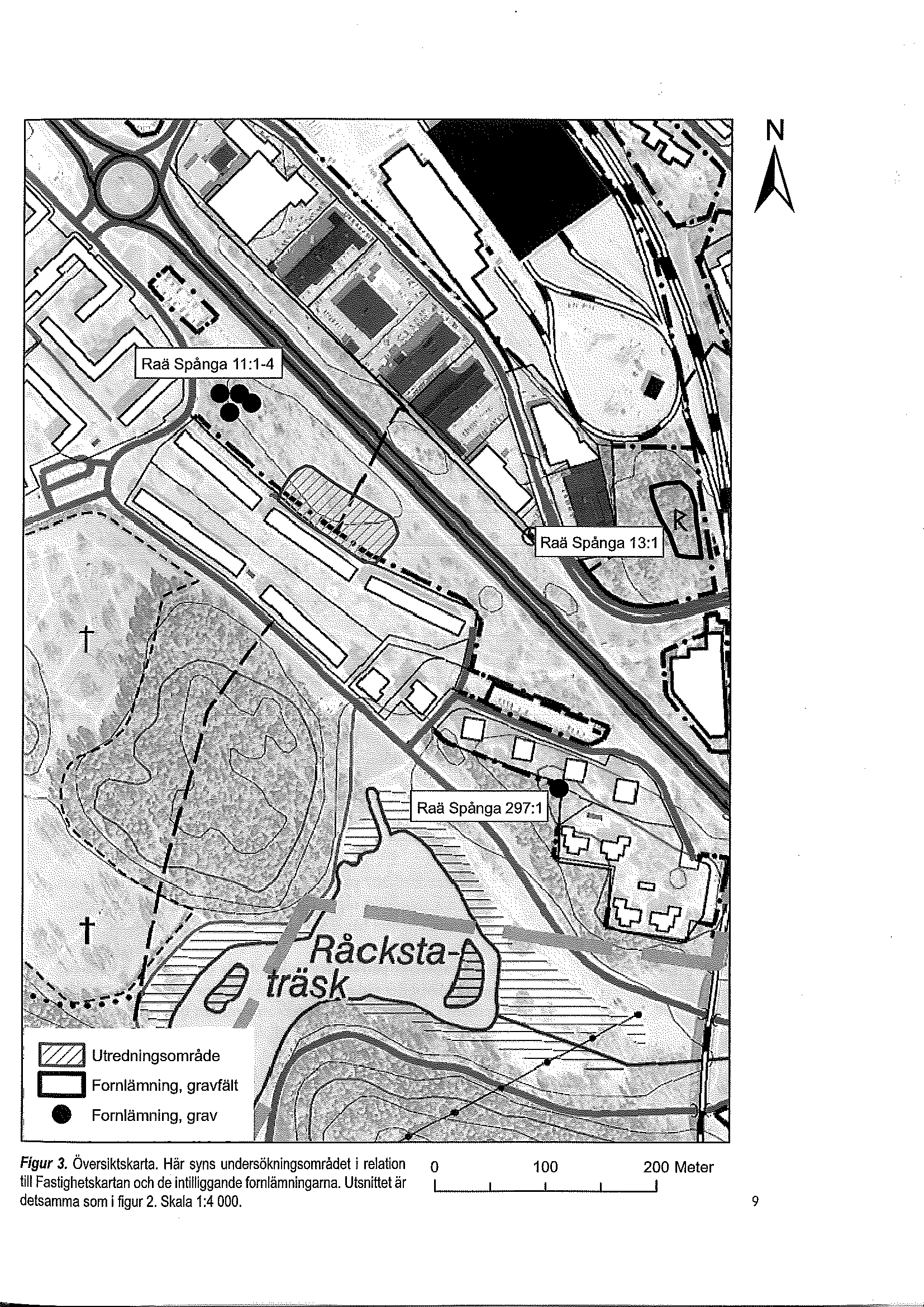 N A I E22] Utredningsområde D Fornlämning, gravfält Fornlämning, grav Figur 3. Översiktskarta.