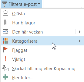 Organisera Inkorgen - Kategorier Kategorier Med Kategorier kan du sortera eller gruppera meddelanden som exempelvis är lagrade i olika mappar.