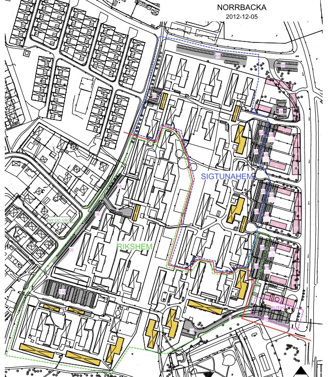 6. Beräkningsförutsättningar 6.1 Avgränsningar Beräkningsområdet innefattar planerade flerbostadshus i Norrbacka I Sigtuna kommun. Se figur 5 för bostädernas placering. Figur 5.