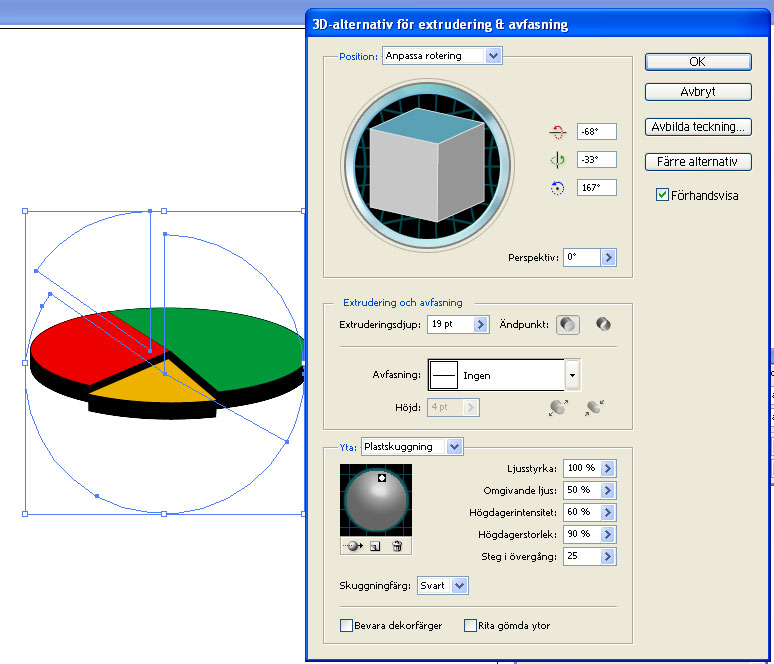 Tips cikeldiagramet kan bli riktigt fräckt med Illustrators 3D-effekt.