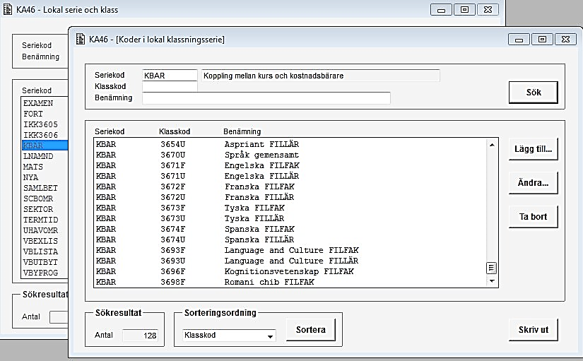 Sida 8 av 14 2.5 LOKKOD Tabellen listar klasskod i lokal klassningsserie. LOKKOD läggs in med KA46.
