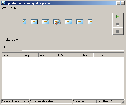 Köra e-postgenomsökning på begäran Så här kör du e-postgenomsökning på begäran: Köra e-postgenomsökning på begäran 1 Starta Microsoft Outlook eller Lotus Notes och välj sedan metod för det