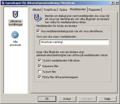 Allmänna inställningar Upphäv spärr av anslutningar efter (minuter) (standard = 10 minuter). Upphäver spärren av anslutningen efter det angivna antalet minuter. Ange ett nummer mellan 1 och 9999.