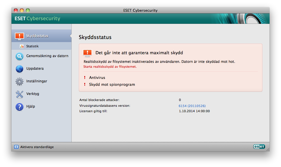 Kontakta ESET kundtjänst på ESET webbplats om du behöver hjälp.