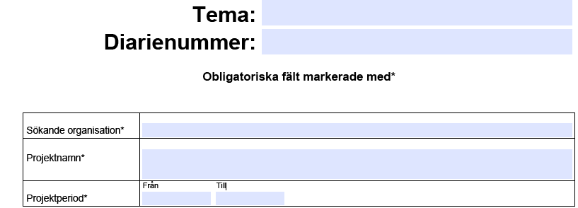 Ansökan kan användas som projektplan.