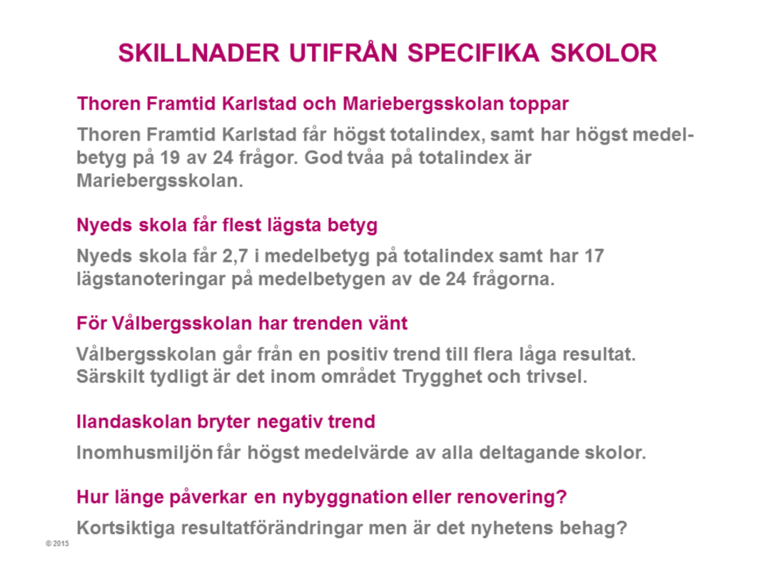 Thoren Framtid Karlstad och Mariebergsskolan toppar Skolorna i Karlstads kommun årskurs åtta får ett totalt indexvärde på 3,2 på en fyrgradig skala.