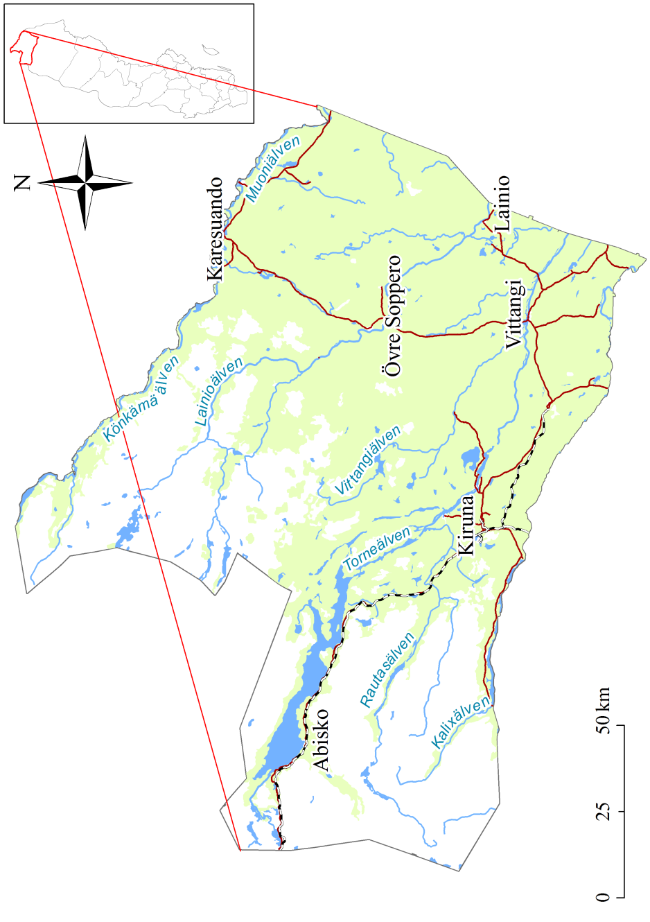 2 Kiruna kommun Kiruna kommun är Sveriges största kommun och utgör Sveriges nordligaste landsdel (Figur 2).